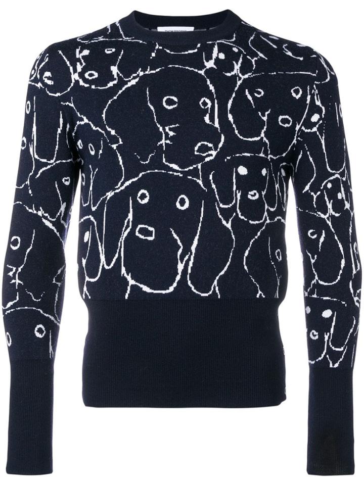 Thom Browne Hector Portrait Merino Pullover - Blue