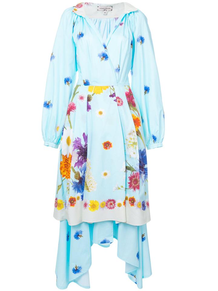 Natasha Zinko Floral Print Wrap Maxi Dress - Blue
