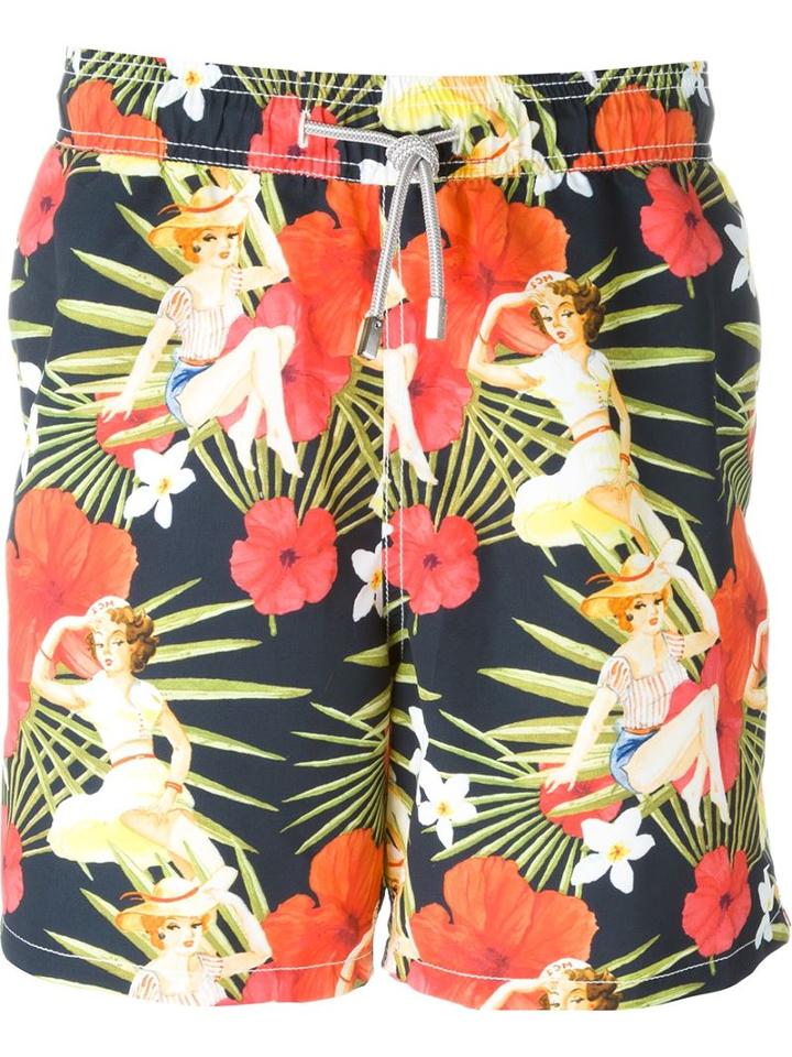 Mc2 'gustavia Hawaii' Swim Shorts, Men's, Size: Small, Black, Polyester