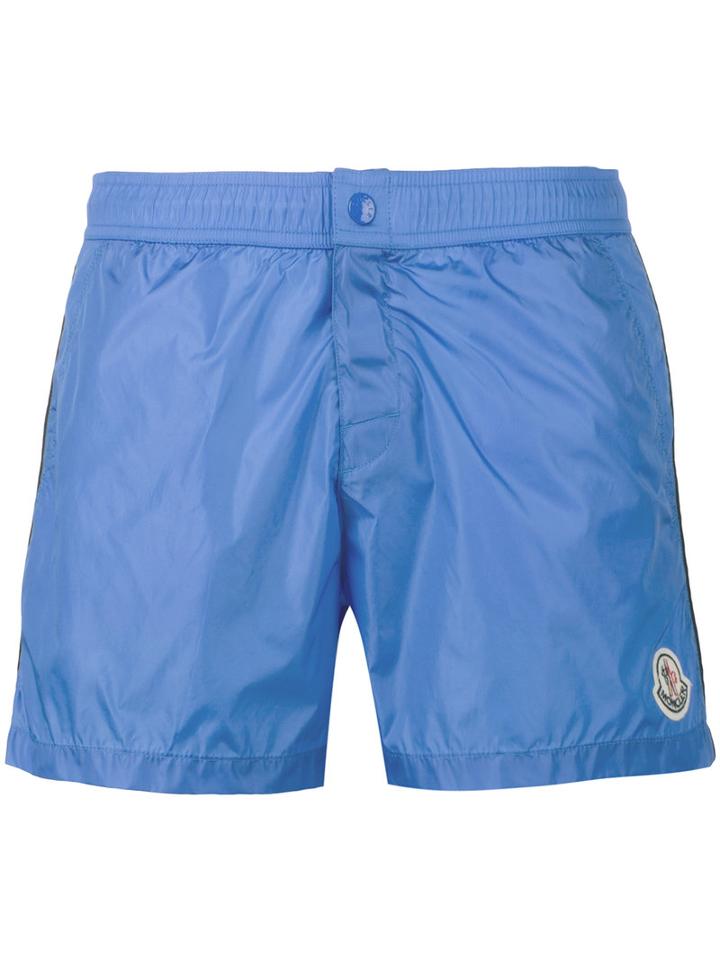 Moncler - Logo Plaque Swimming Trunks - Men - Polyamide/polyester - Xl, Blue, Polyamide/polyester
