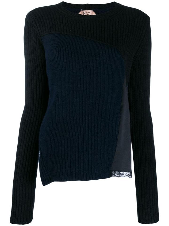 Nº21 Panelled Knitted Jumper - Blue