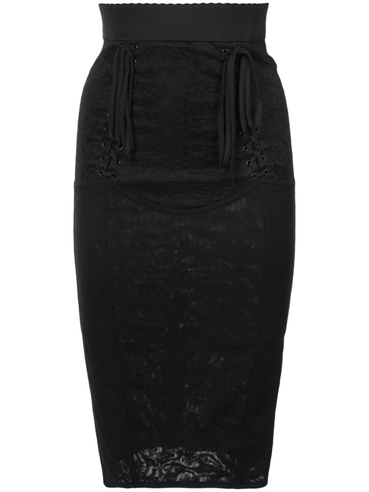 Dolce & Gabbana Corseted Lace Pencil Skirt - Black