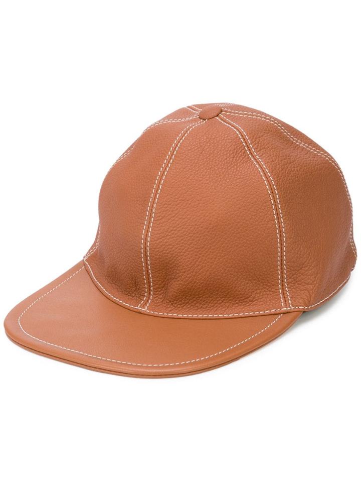 Loewe Overstitched Straight Peak Cap - Brown
