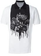 Alexander Mcqueen Floral And Paint Print Polo Shirt, Men's, Size: S, Black, Cotton