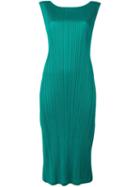 Pleats Please By Issey Miyake Boat Neck Fitted Dress