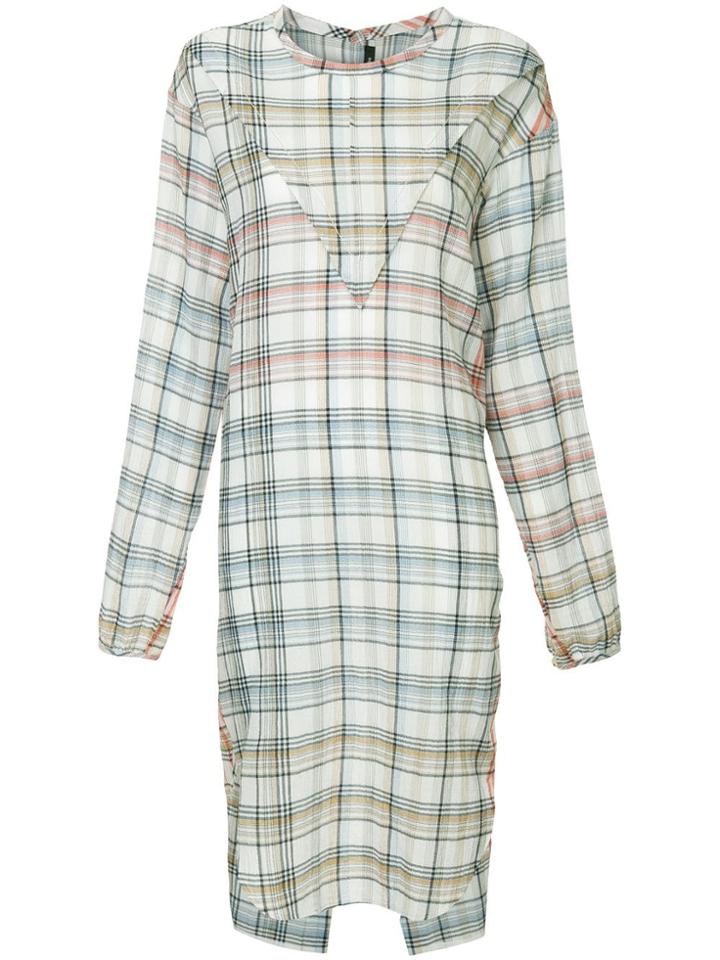 Bassike Check Gauze Shirt Dress - White