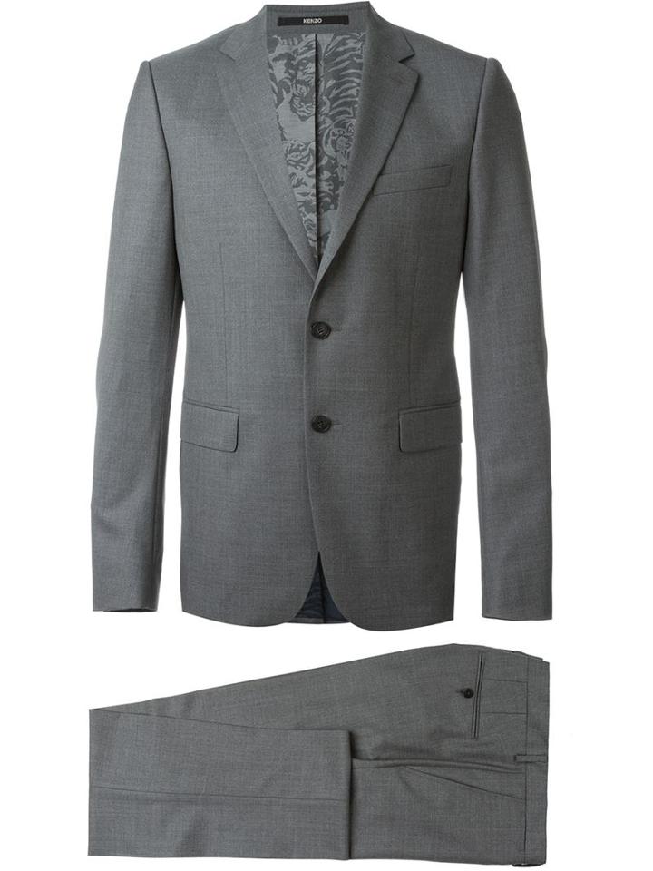 Kenzo Two Piece Suit, Men's, Size: 54, Grey, Cotton/acetate/cupro/wool