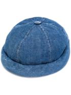 Beton Cire - Miki Hat - Unisex - Cotton/calf Leather - One Size, Blue, Cotton/calf Leather