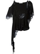 Givenchy Asymmetric Lace Trim Top - Black