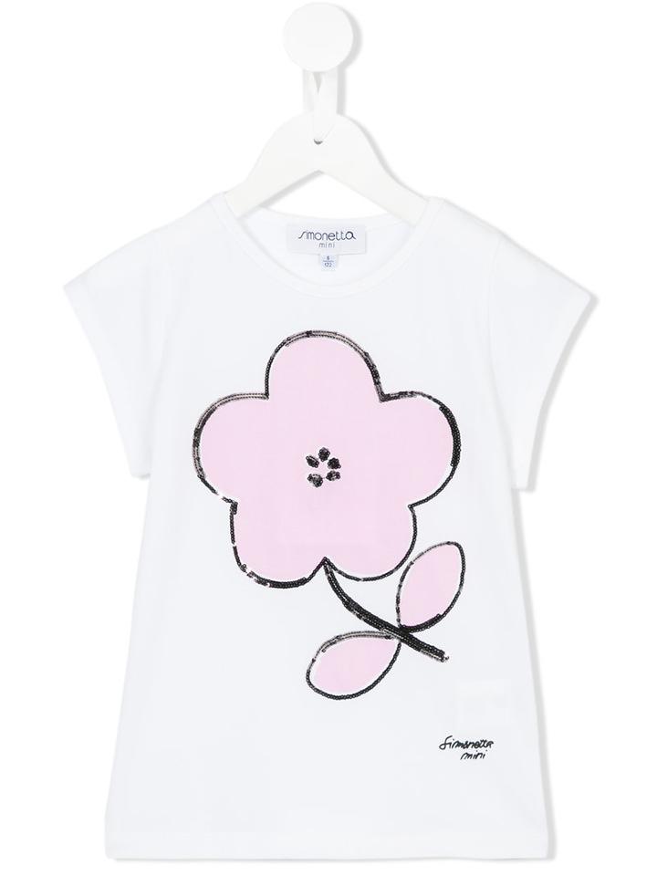 Simonetta Flower Print T-shirt, Toddler Girl's, Size: 5 Yrs, White