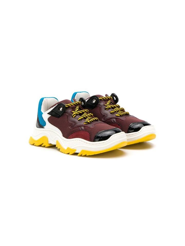 Nº21 Kids Teen Colour Block Sneakers - Red