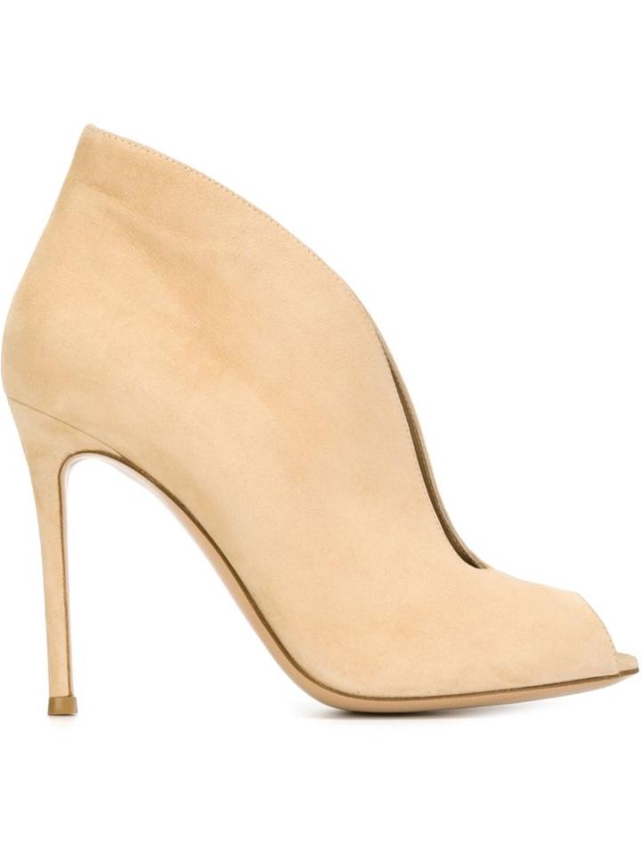 Gianvito Rossi Vamp Booties, Women's, Size: 38, Nude/neutrals, Suede/leather