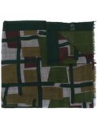 Altea Square Patterned Fine Knit Scarf - Green