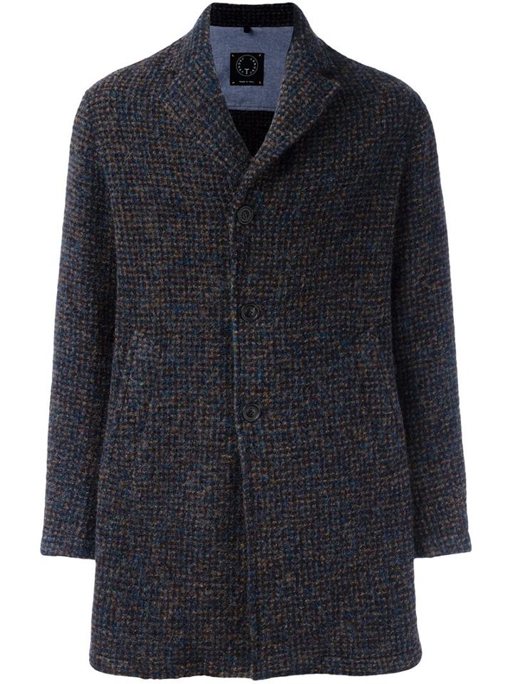 Tonello Single Breasted Coat, Men's, Size: Small, Blue, Cotton/polyamide/mohair/virgin Wool