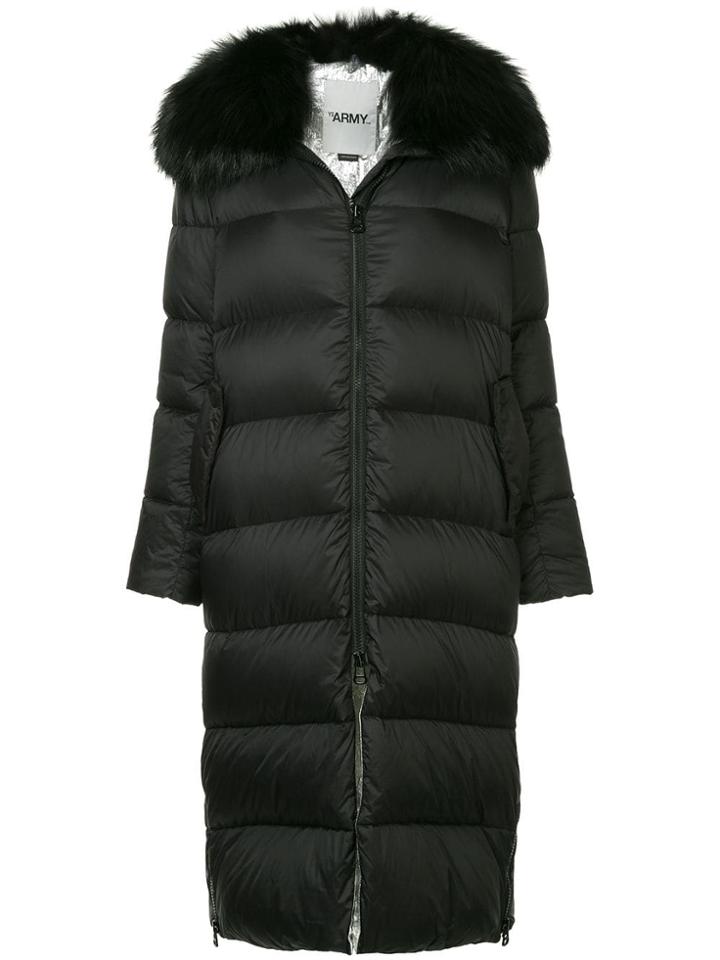 Yves Salomon Army Fur Collar Padded Parka - Black