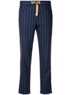White Sand Striped Straight-leg Trousers - Blue