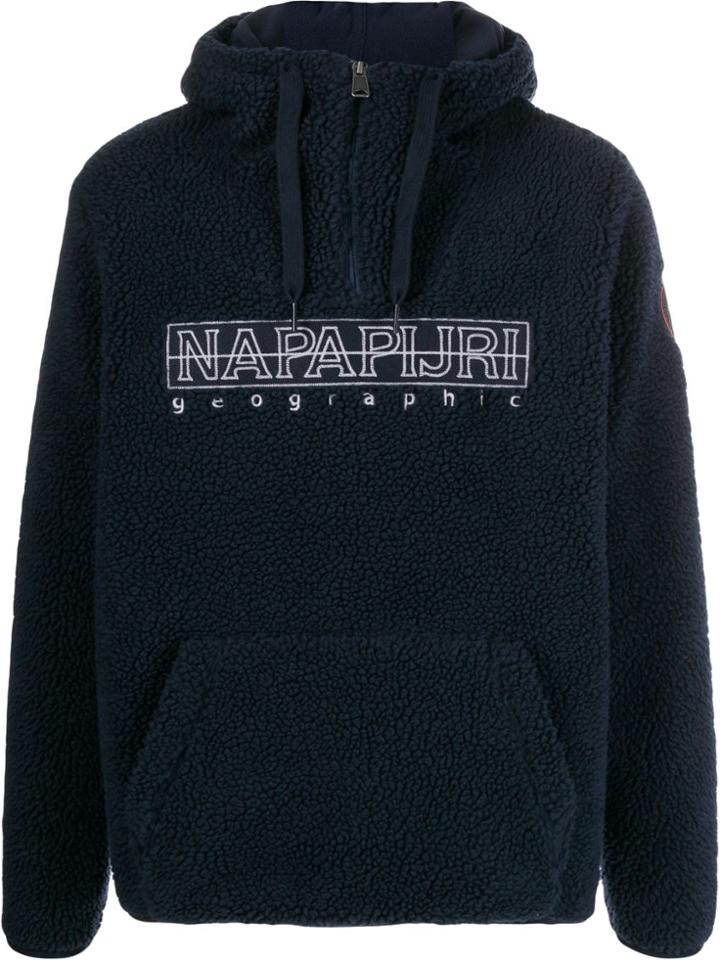 Napapijri Logo Fleece Hoodie - Blue