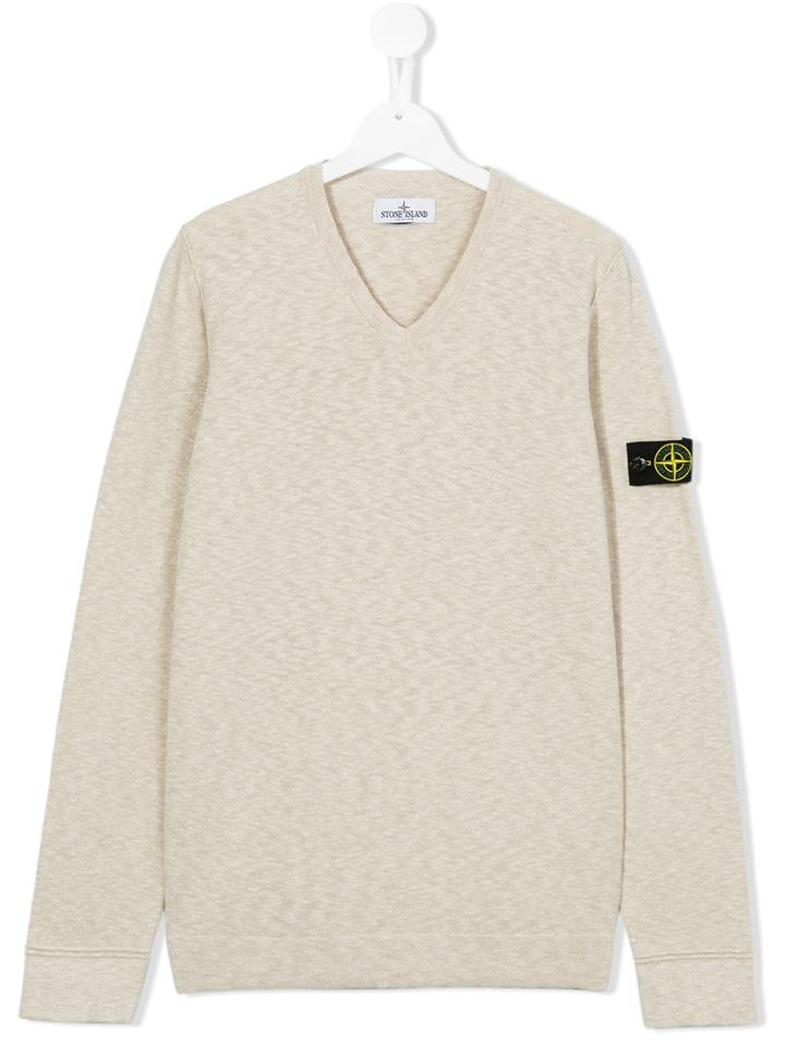 Stone Island Kids V-neck Jumper, Boy's, Size: 14 Yrs, Nude/neutrals
