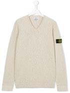 Stone Island Kids V-neck Jumper, Boy's, Size: 14 Yrs, Nude/neutrals