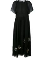 Chloé - Flower Appliqué Dress - Women - Silk/cotton/polyester - 34, Black, Silk/cotton/polyester