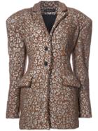 Barbara Bologna Exaggerated Shoulder Blazer - Brown