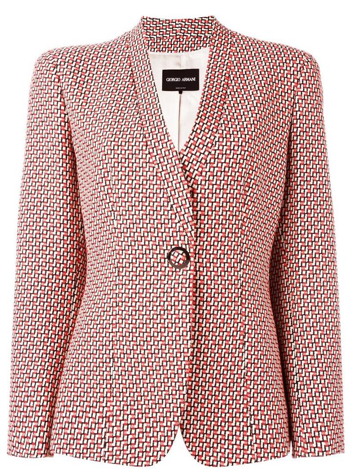 Giorgio Armani Woven Blazer, Women's, Size: 46, Red, Cotton/polyamide/polyester/silk