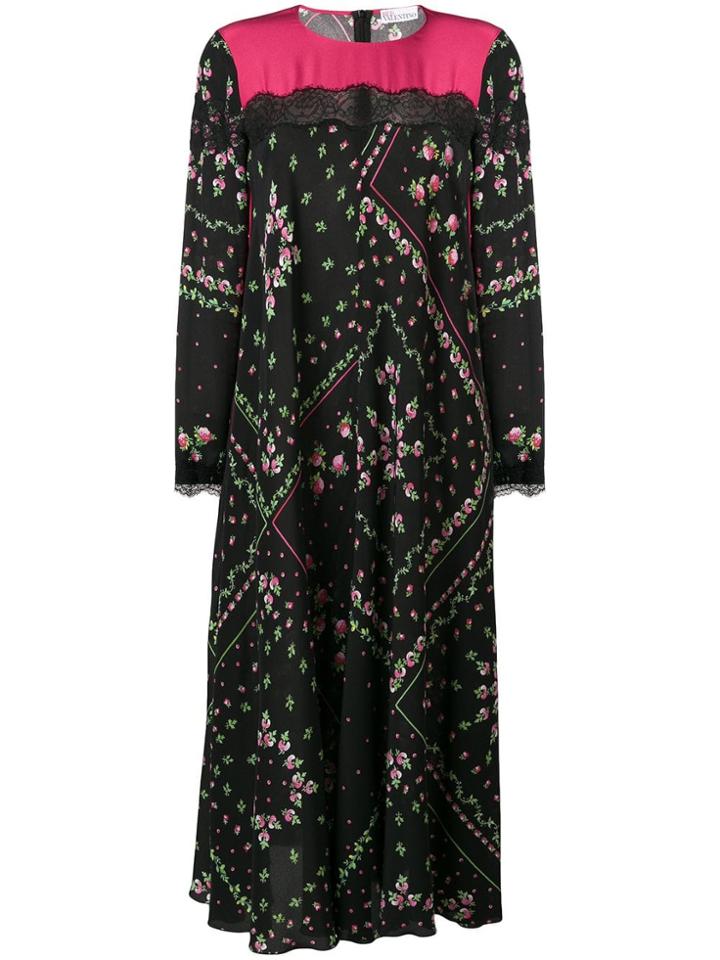 Red Valentino Red(v) Floral Print Dress - Black