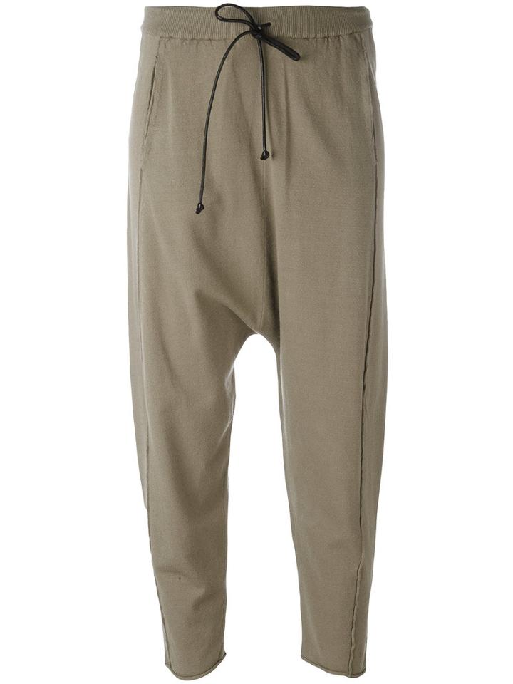 Isabel Benenato - Drop Crotch Pants - Women - Spandex/elastane/viscose - 42, Women's, Green, Spandex/elastane/viscose
