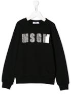 Msgm Kids Embellished Logo Sweatshirt - Black