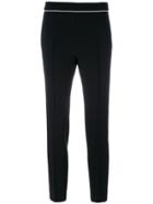 Boutique Moschino Piped Trim Detail Cropped Trousers - Black