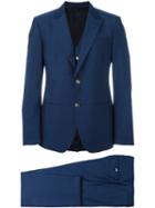 Dolce & Gabbana Formal Three-piece Suit, Men's, Size: 46, Blue, Silk/cotton/cupro/virgin Wool