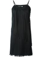 Love Moschino Pleated Trim Dress, Women's, Size: 42, Black, Polyester/cotton