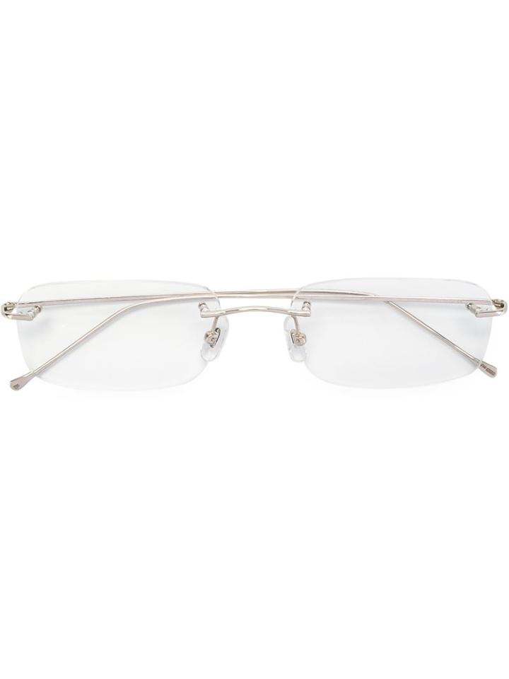 Lotos Rectangular Frame Glasses, Grey, 18kt White Gold