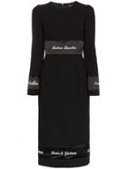 Dolce & Gabbana Logo Print Tape Wool Dress - Black