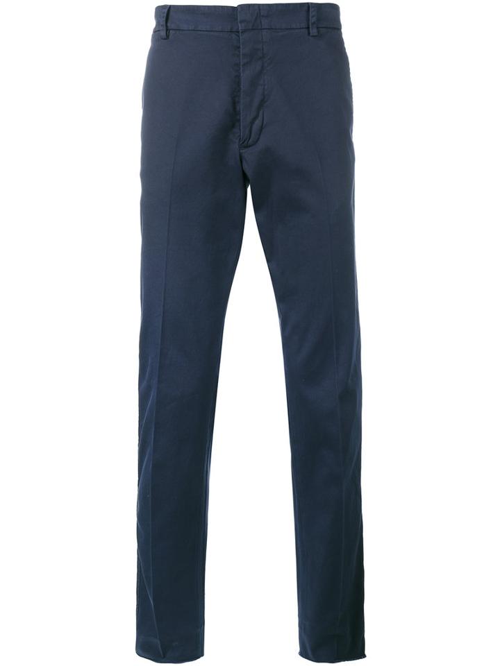 Valentino Straight-leg Chinos, Men's, Size: 50, Blue, Cotton/spandex/elastane/viscose