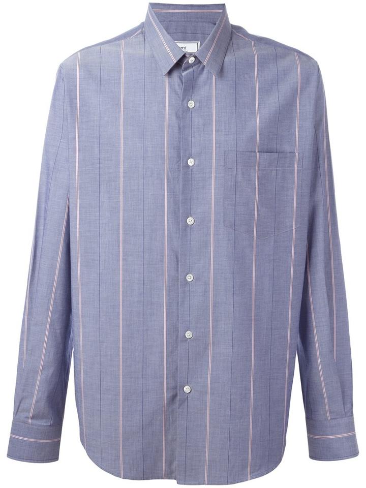 Ami Alexandre Mattiussi Large Fit Classic Shirt, Men's, Size: 40, Blue, Cotton