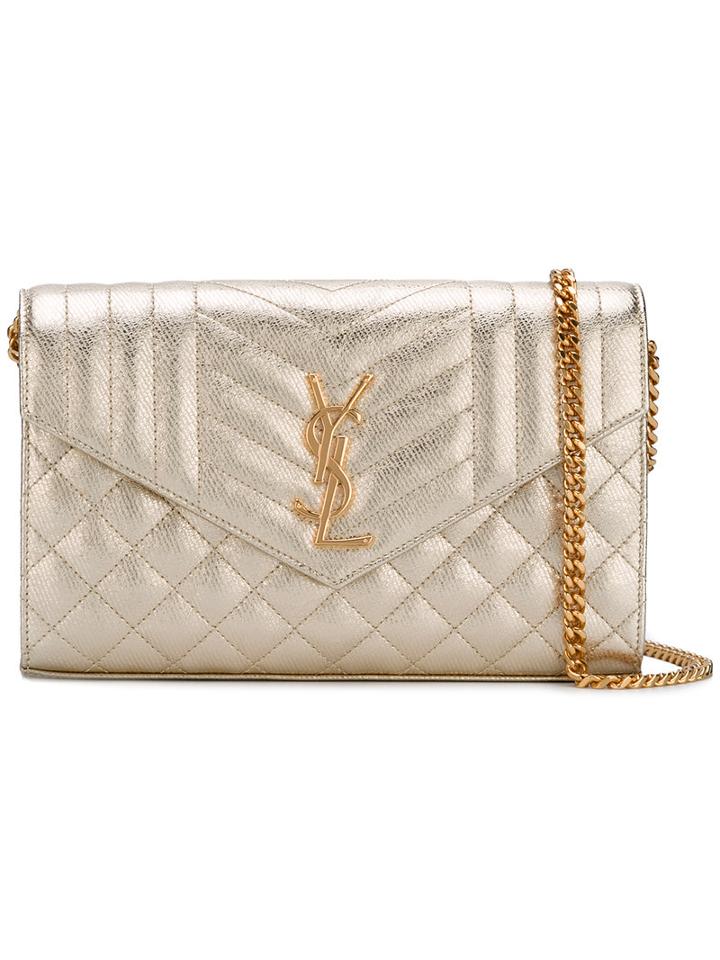 Saint Laurent - Monogram Chain Wallet - Women - Leather - One Size, Women's, Grey, Leather