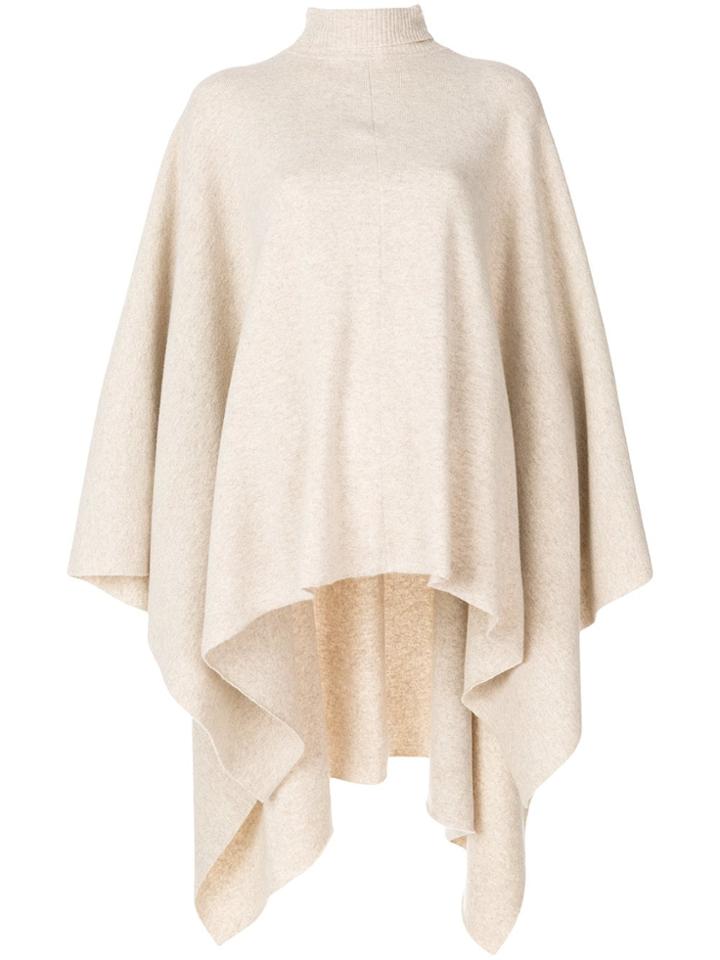 Pringle Of Scotland Roll Neck Poncho - Oatmeal
