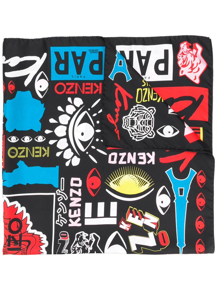 Kenzo Motif Printed Scarf - Multicolour