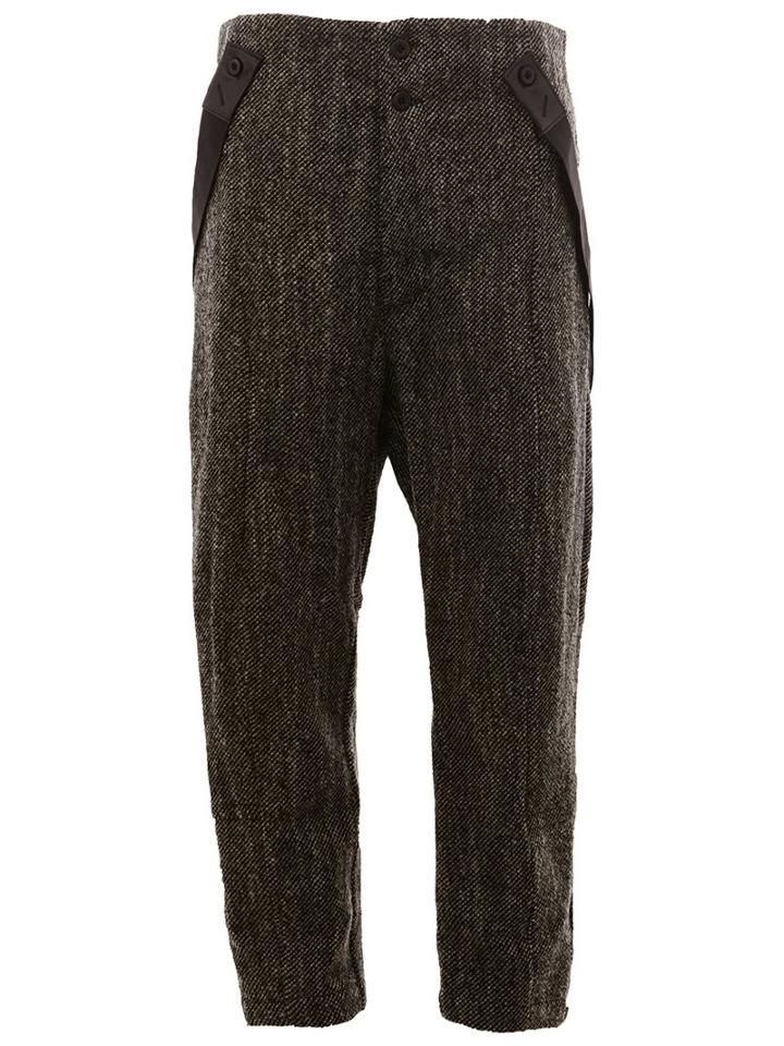 Lost & Found Ria Dunn Suspenders Detail Cropped Trousers, Men's, Size: Xs, Black, Cotton/linen/flax/polyamide/wool