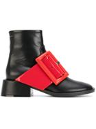 Mm6 Maison Margiela Contrast Buckle Ankle Boots - Black
