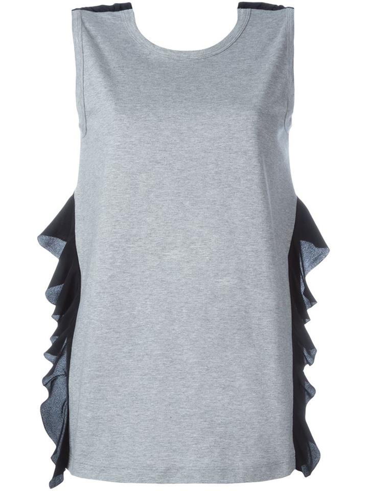 No21 Ruffle Tank, Women's, Size: 44, Grey, Cotton/acetate/silk