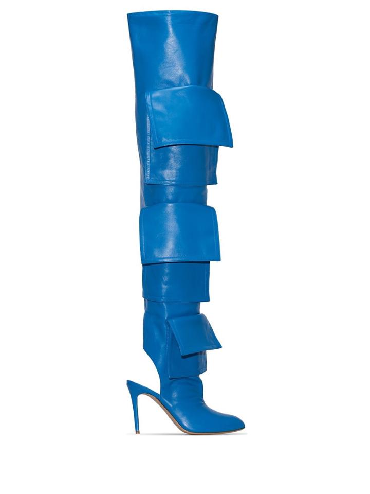 Natasha Zinko Multi-pocket 100mm Thigh-high Boots - Blue