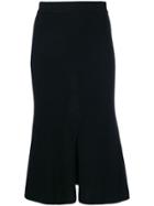 Cashmere In Love Flared Ribbed Skirt - Black