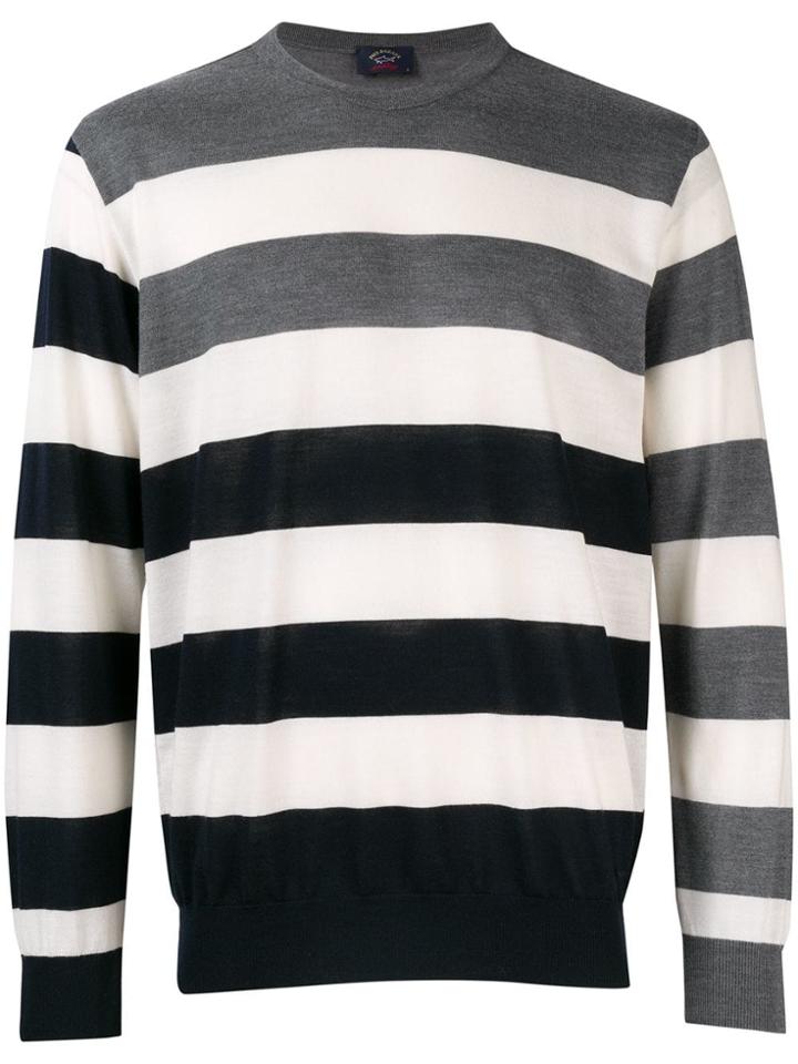 Paul & Shark Contrast Striped Sweater - White