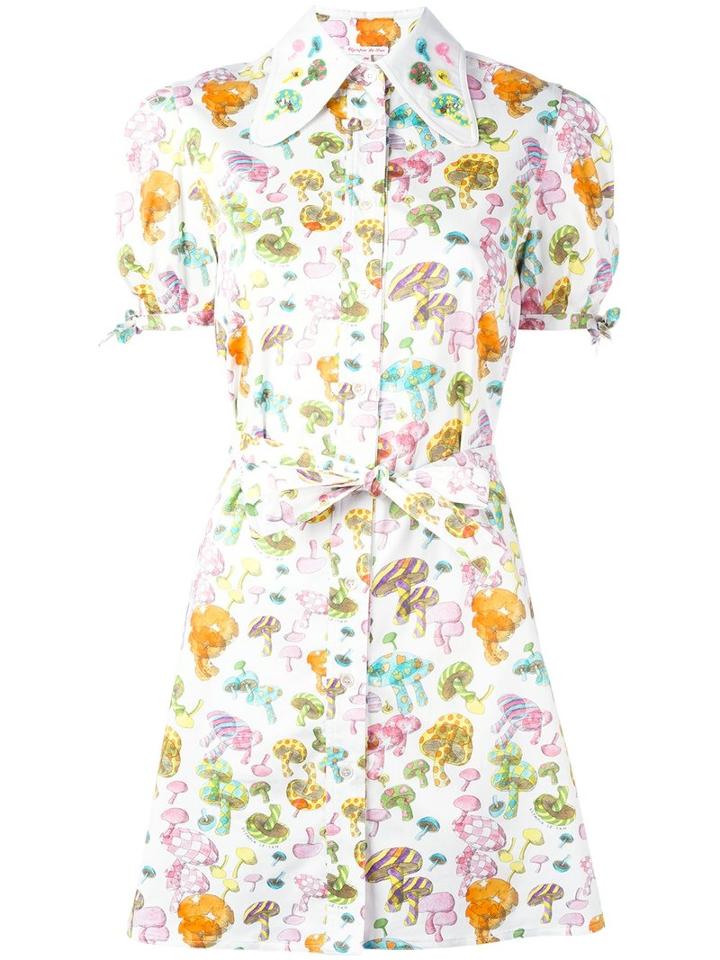 Olympia Le-tan Mushroom Print Shirt Dress, Women's, Size: 36, White, Cotton