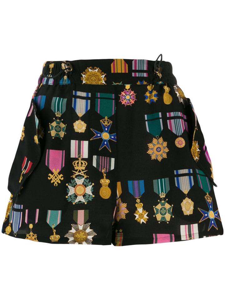 Mr & Mrs Italy Medal Pattern Shorts - Black