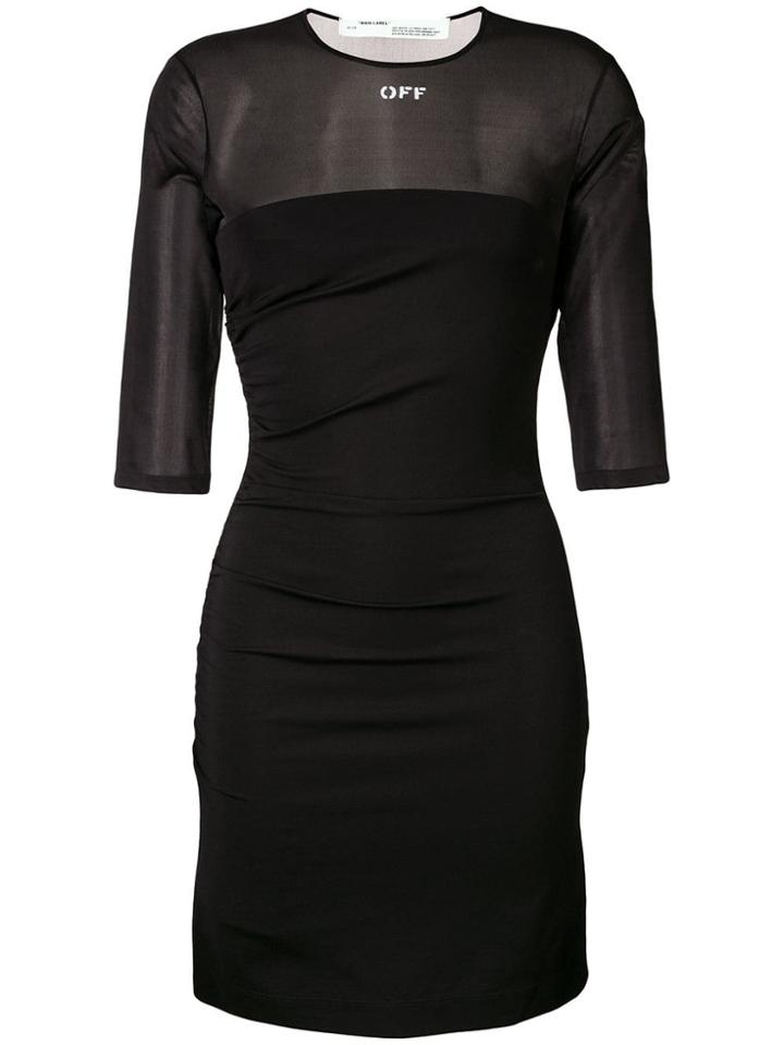 Off-white Sheer Gathered Dress - Black