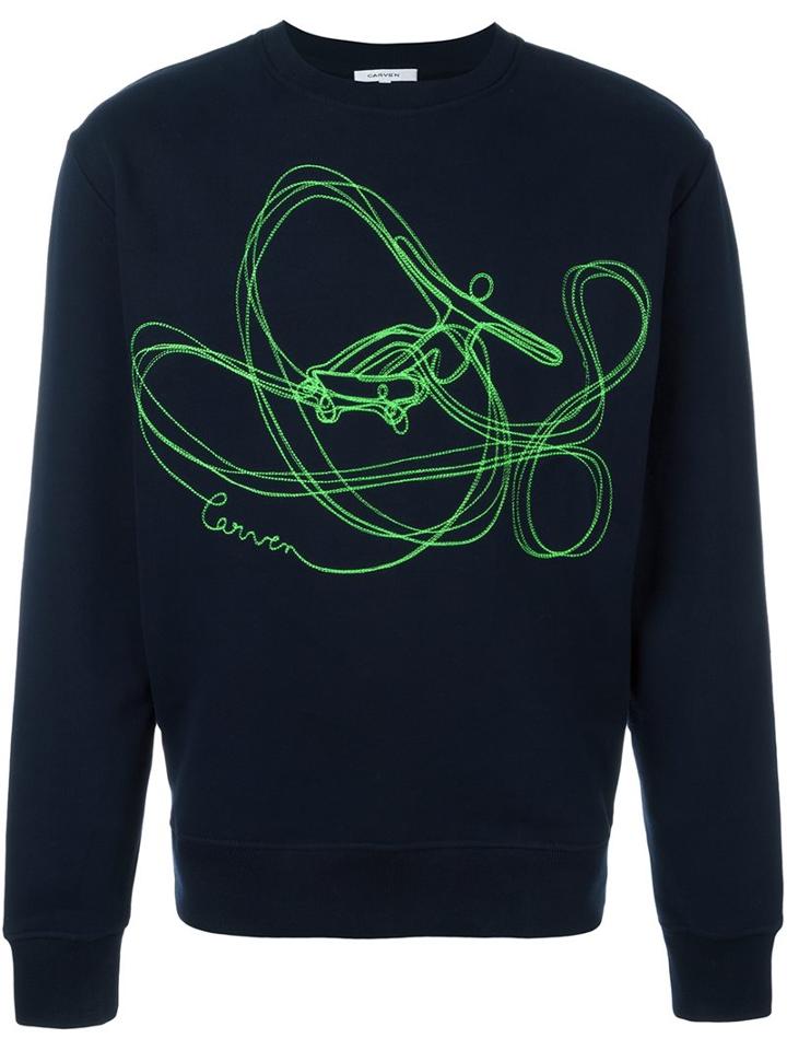 Carven Embroidered Logo Sweatshirt, Men's, Size: Xl, Blue, Cotton