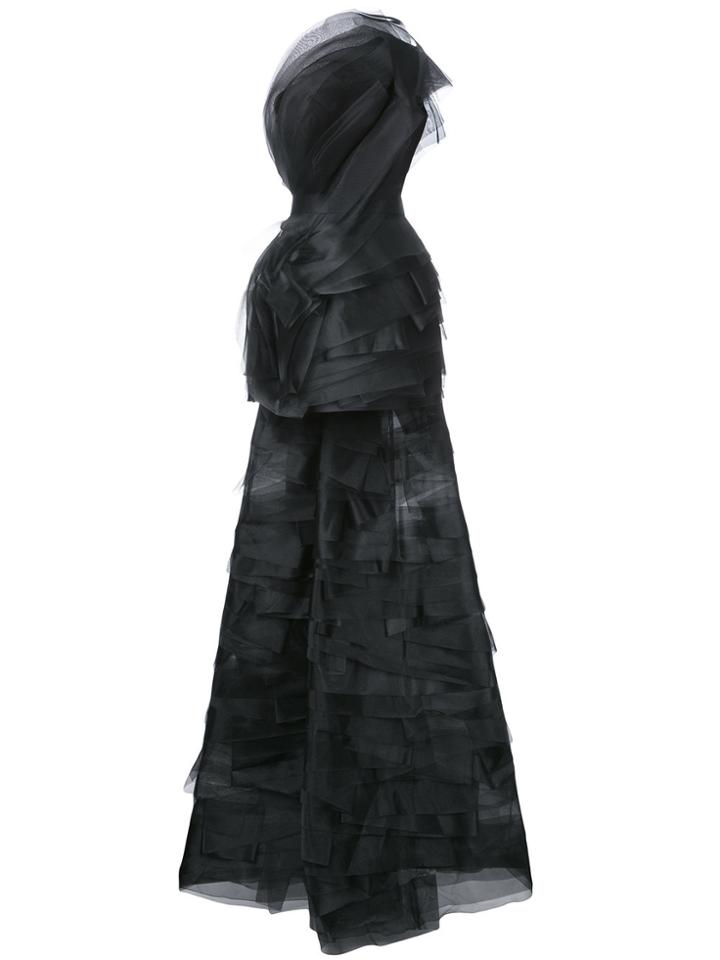 Isabel Sanchis Mesh Short Dress With Detachable Train - Black